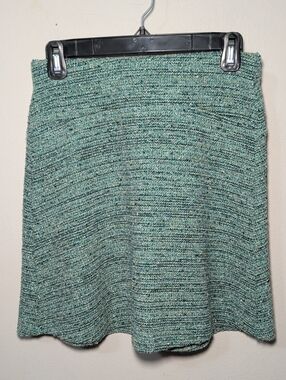 Loft Tweed A-Line Skirt Blue Green Textured Preppy Women's Size XXSP